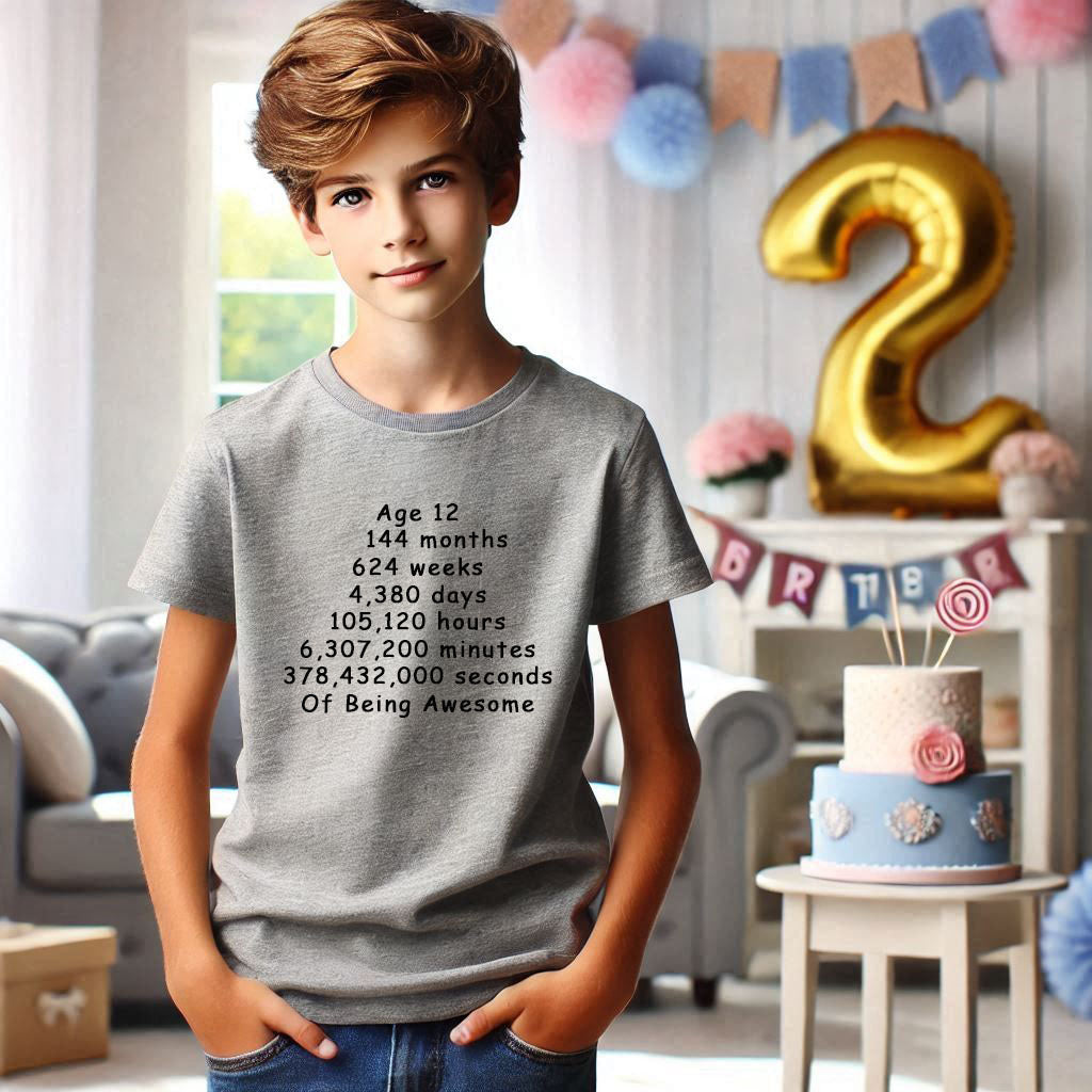 Unisex 12 Years, Days, Weeks, Hours, Minutes, Seconds T Shirt