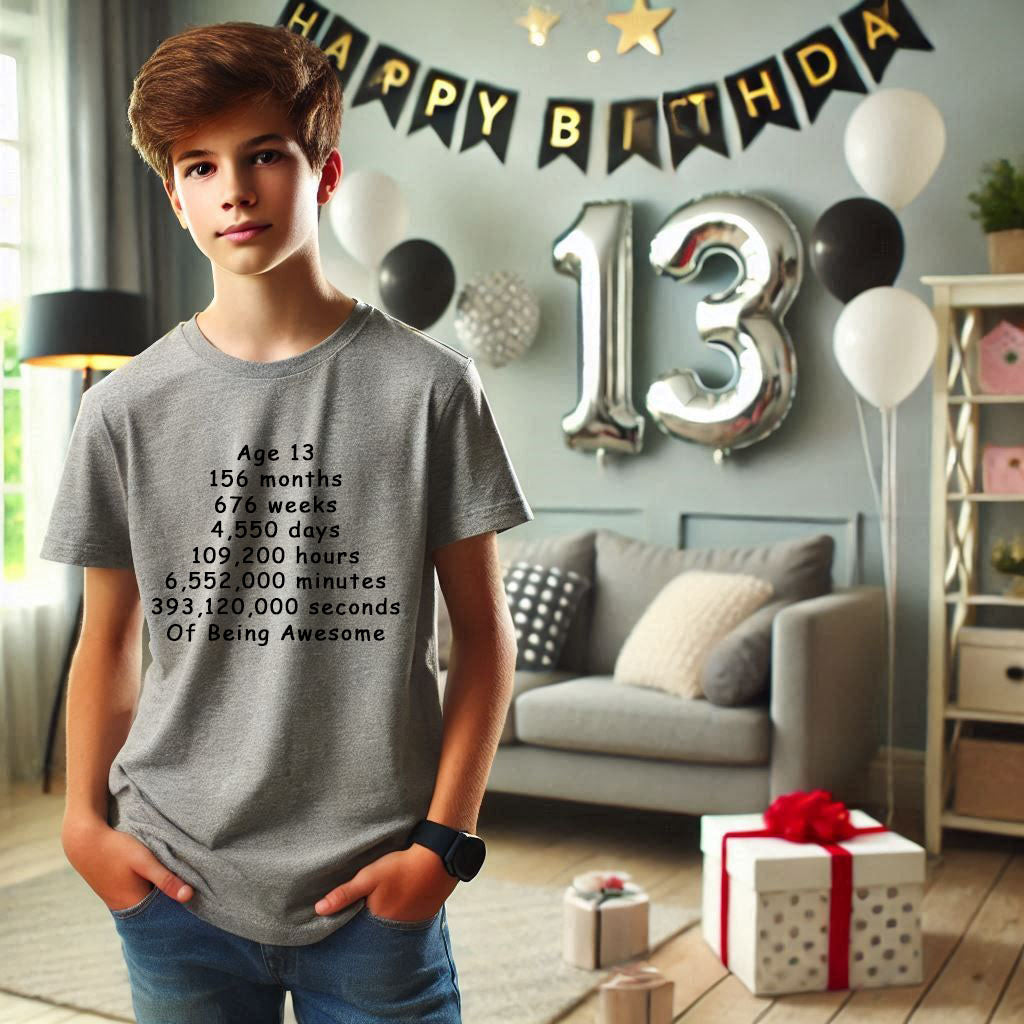 Unisex 13 Years, Days, Weeks, Hours, Minutes, Seconds T Shirt