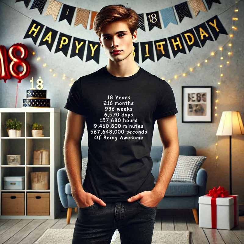 Unisex 18 Years, Days, Weeks, Hours, Minutes, Seconds T Shirt