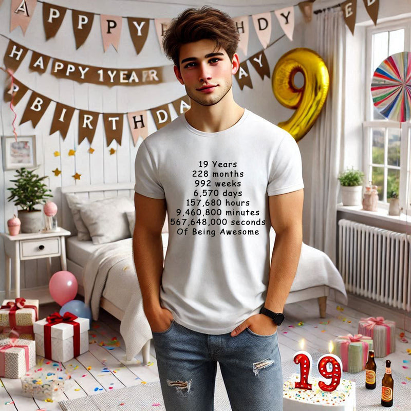 Unisex 19 Years, Days, Weeks, Hours, Minutes, Seconds T Shirt