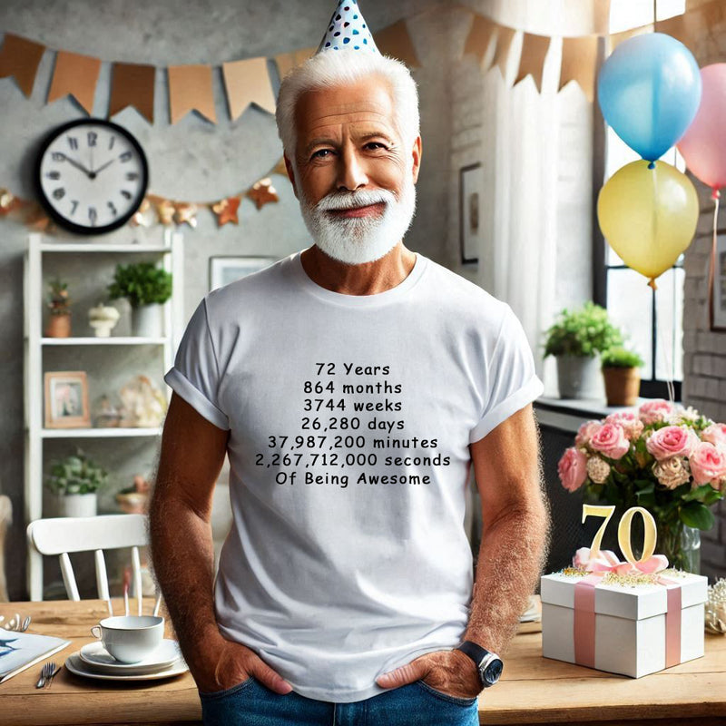 Unisex 70 to 75 Years, Days, Weeks, Hours, Minutes, Seconds T Shirt