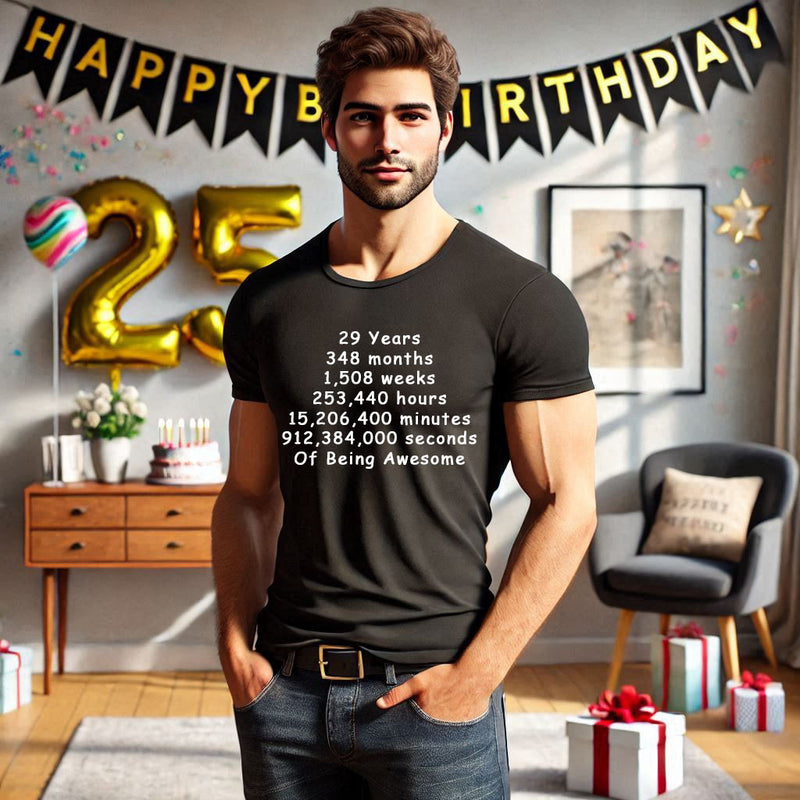 Unisex 25 to 29 Years, Days, Weeks, Hours, Minutes, Seconds T Shirt