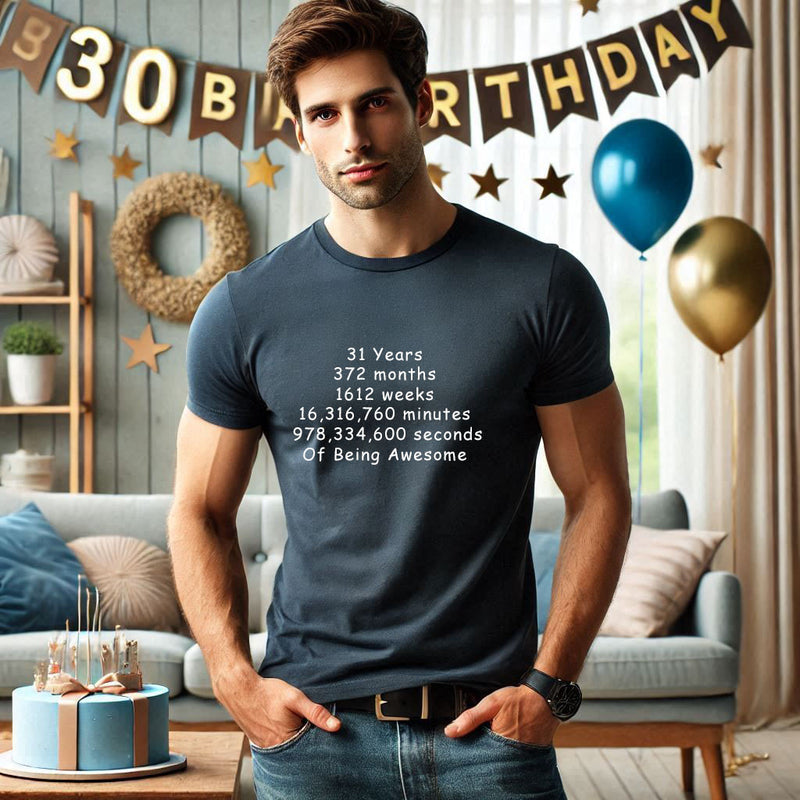 Unisex 30 to 34 Years, Days, Weeks, Hours, Minutes, Seconds T Shirt