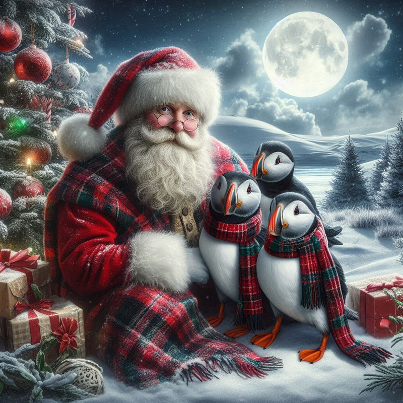 Santa with Puffins