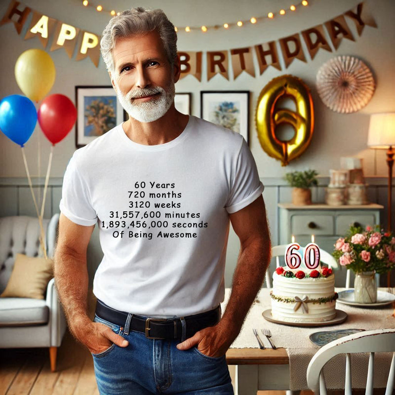 Unisex 60 to 64 Years, Days, Weeks, Hours, Minutes, Seconds T Shirt