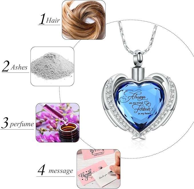 Angel Wing Heart Urn Pendant Necklace