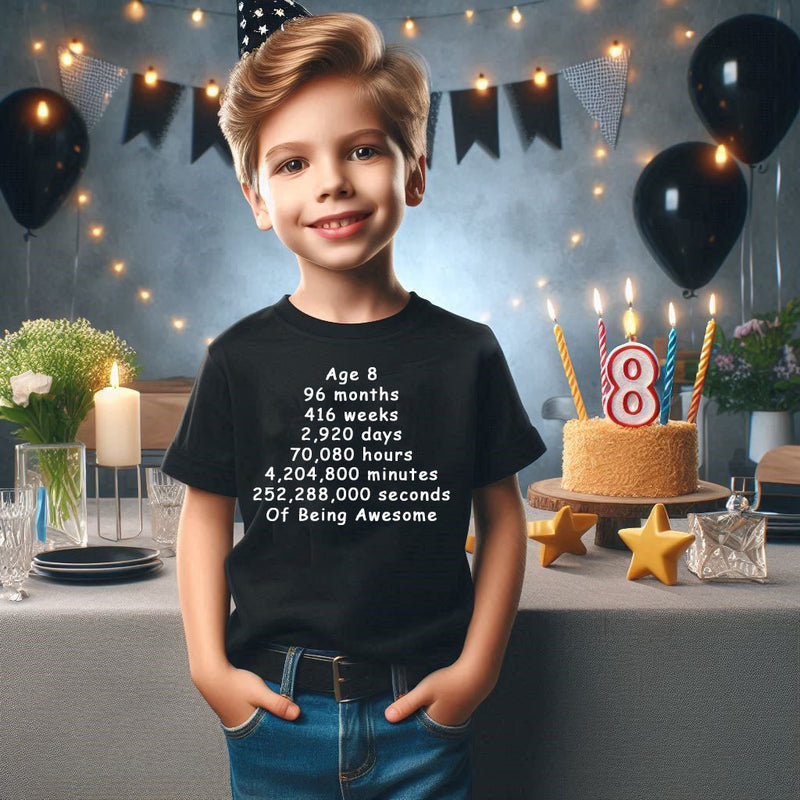 Unisex 8 Years, Days, Weeks, Hours, Minutes, Seconds T Shirt