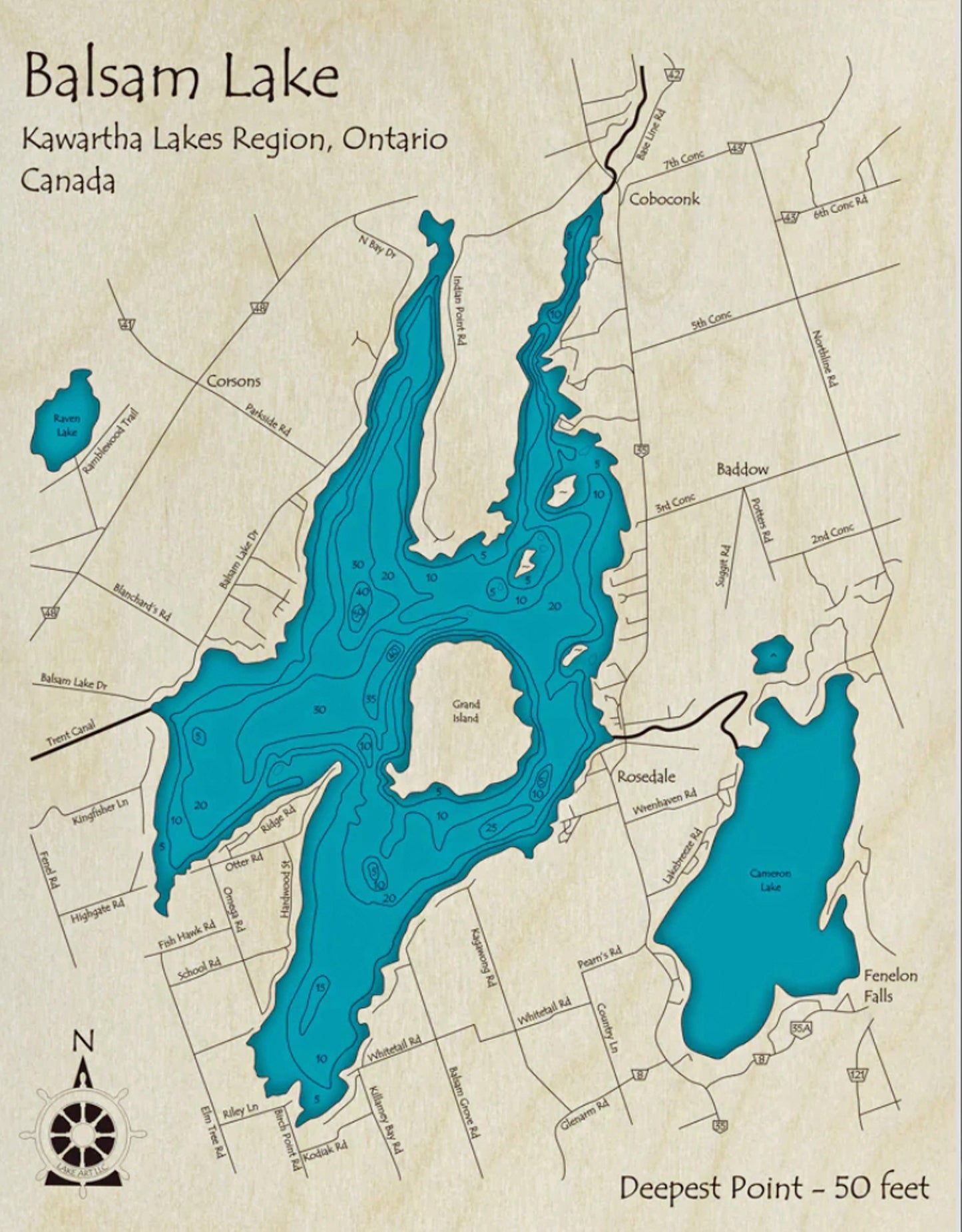 Balsam Lake Map Print