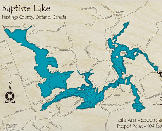 Baptiste Lake Map Print