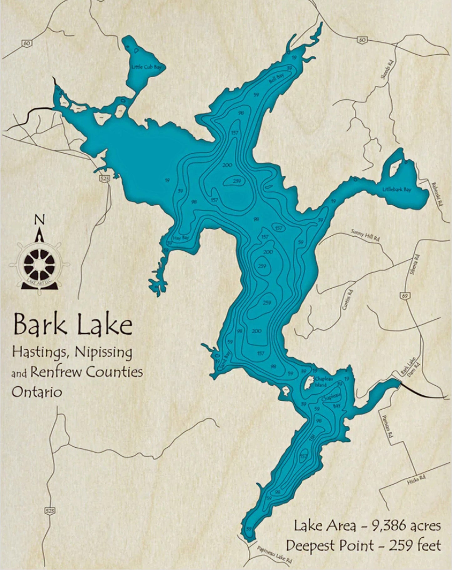 Bark Lake Map Print