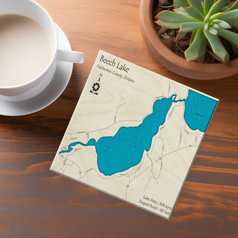 Beech Lake Map Coaster