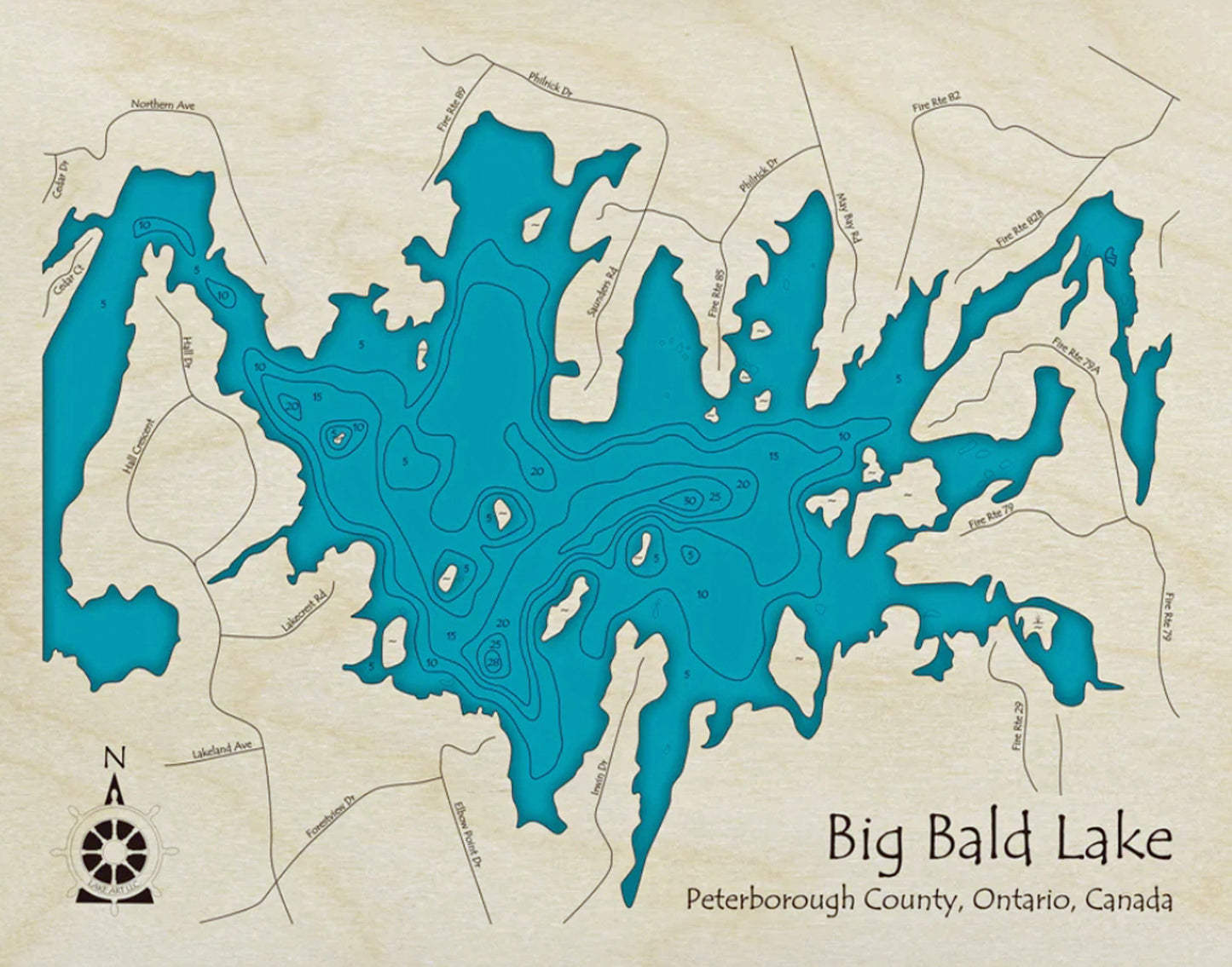 Big Bald Lake Map Print