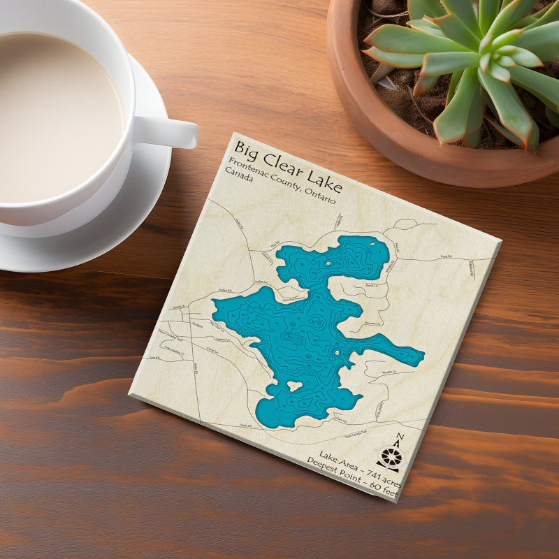 Big Clear Lake Map Coaster