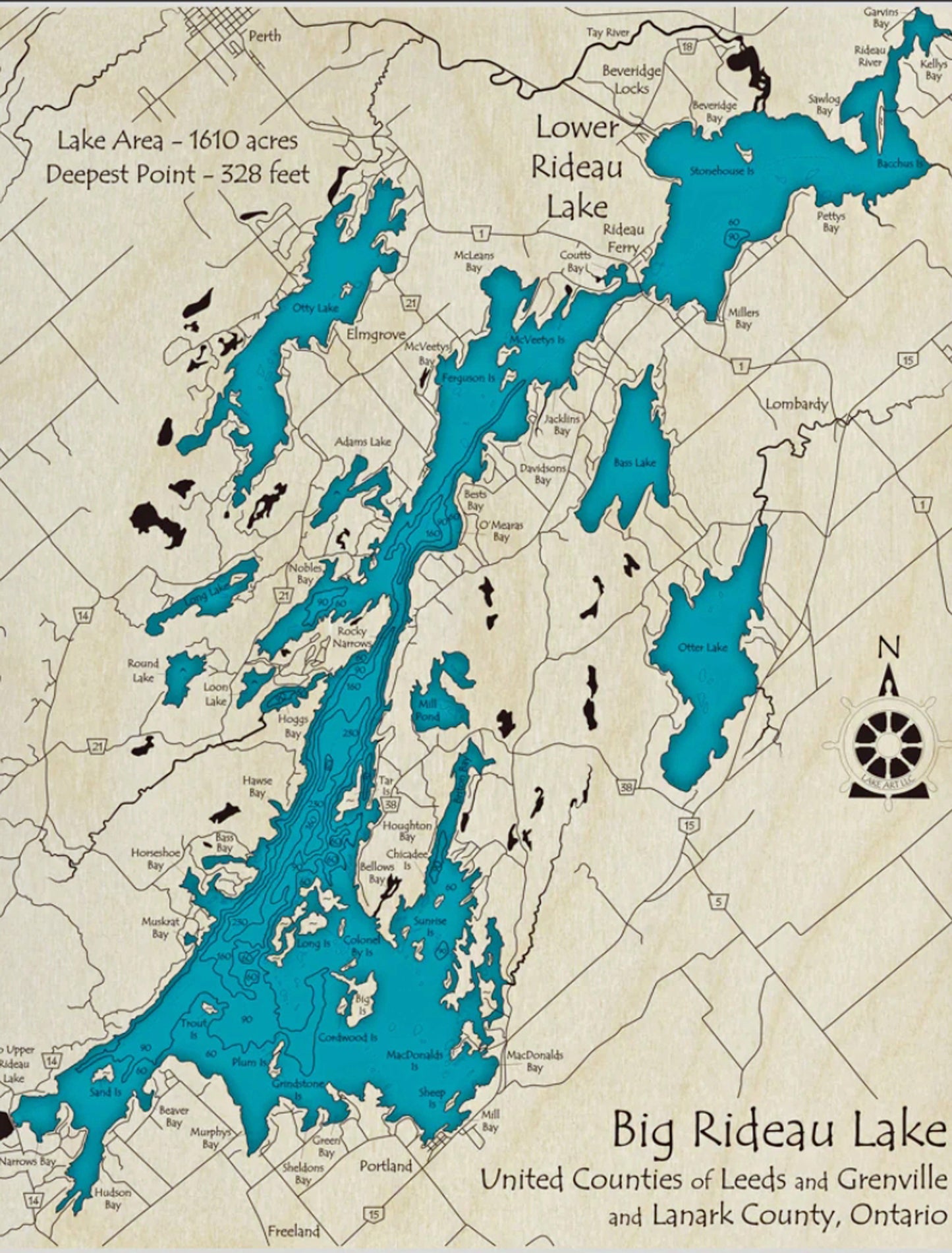 Big Rideau Lake Map Print