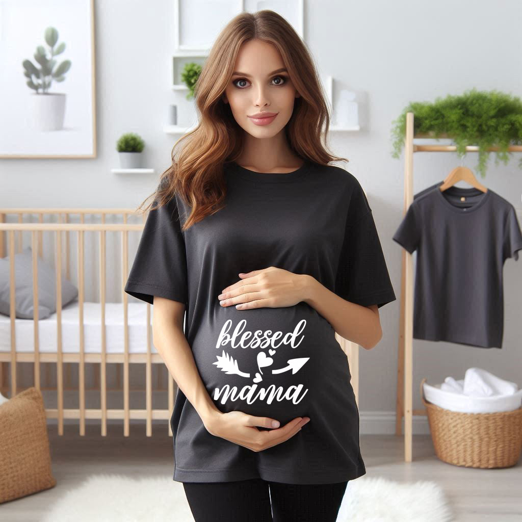 Blessed Mama Crew Neck T Shirt