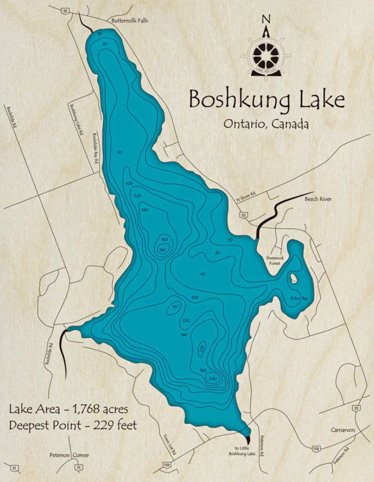 Boshkung Lake Map Print