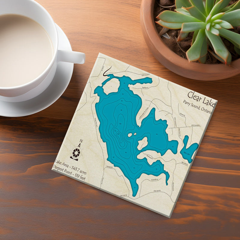 Clear Lake Map Coaster