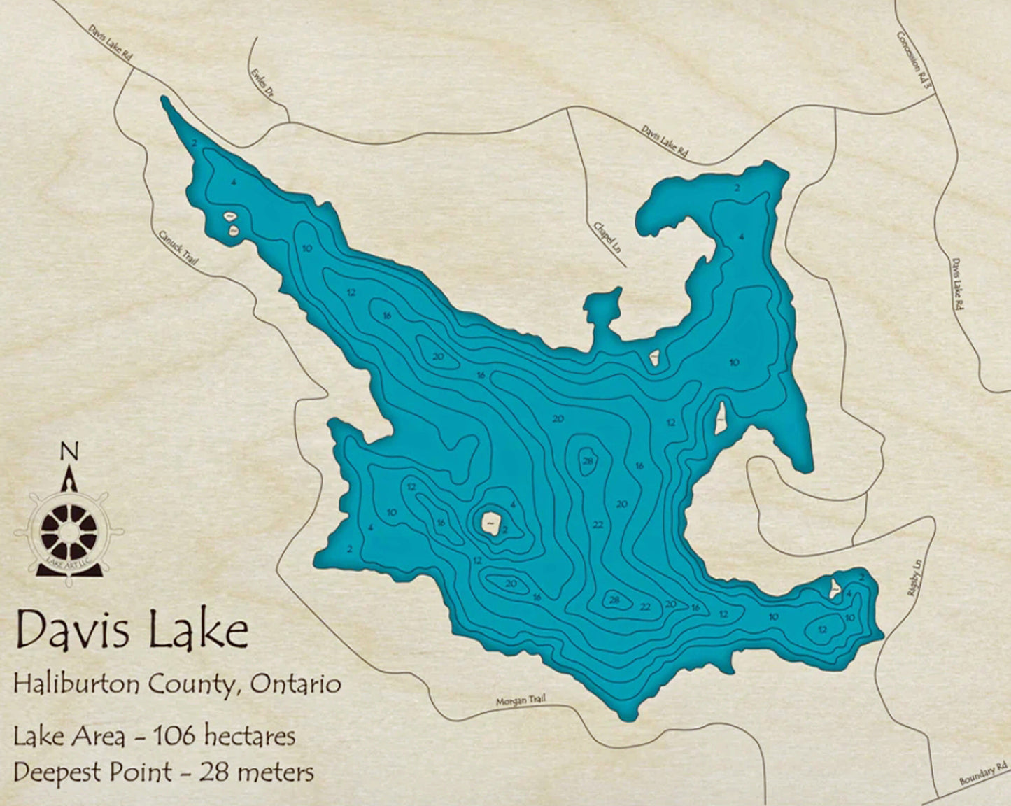 Davis Lake Map Print