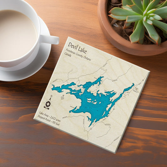 Devil Lake Map Coaster