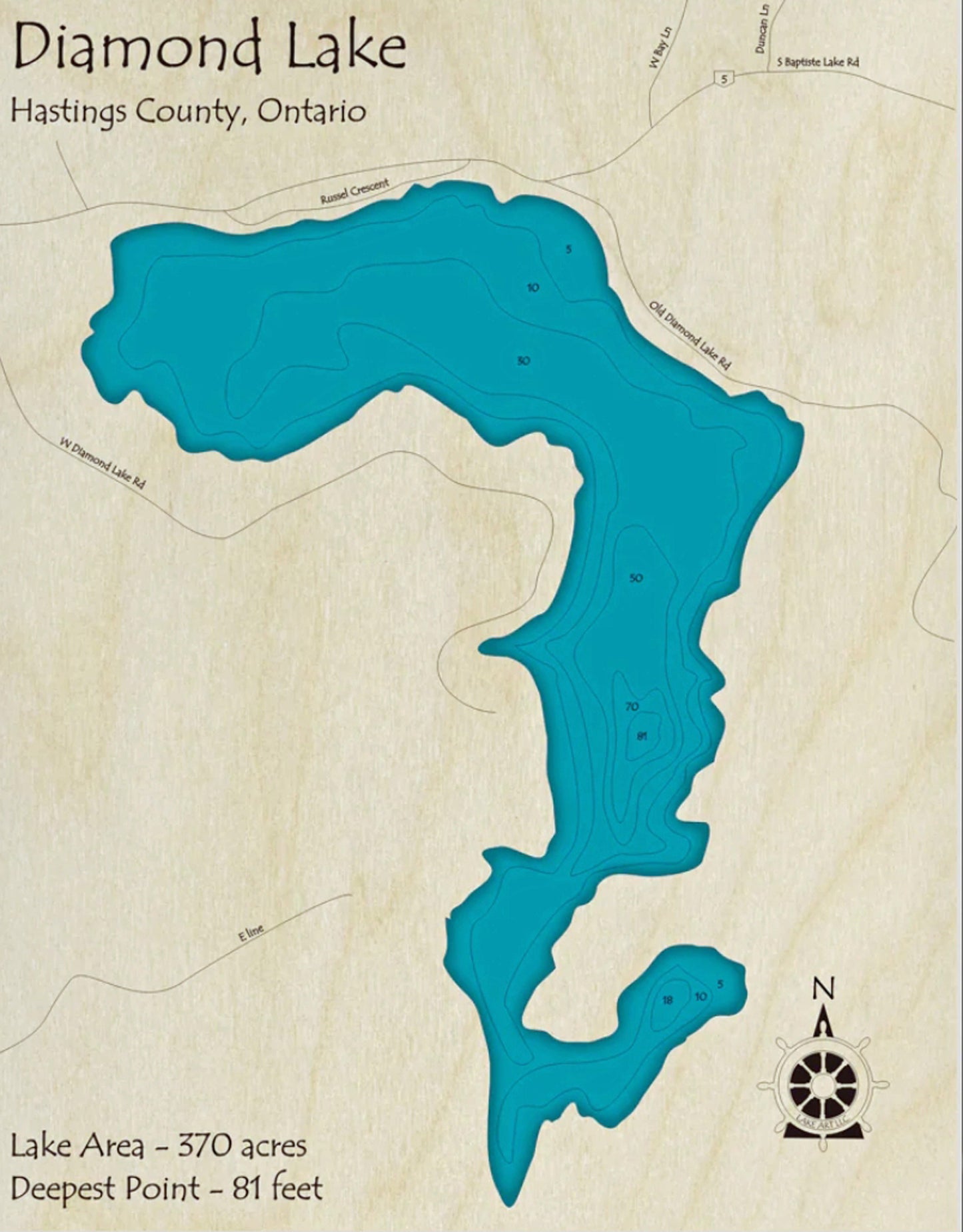 Diamond Lake Map Print