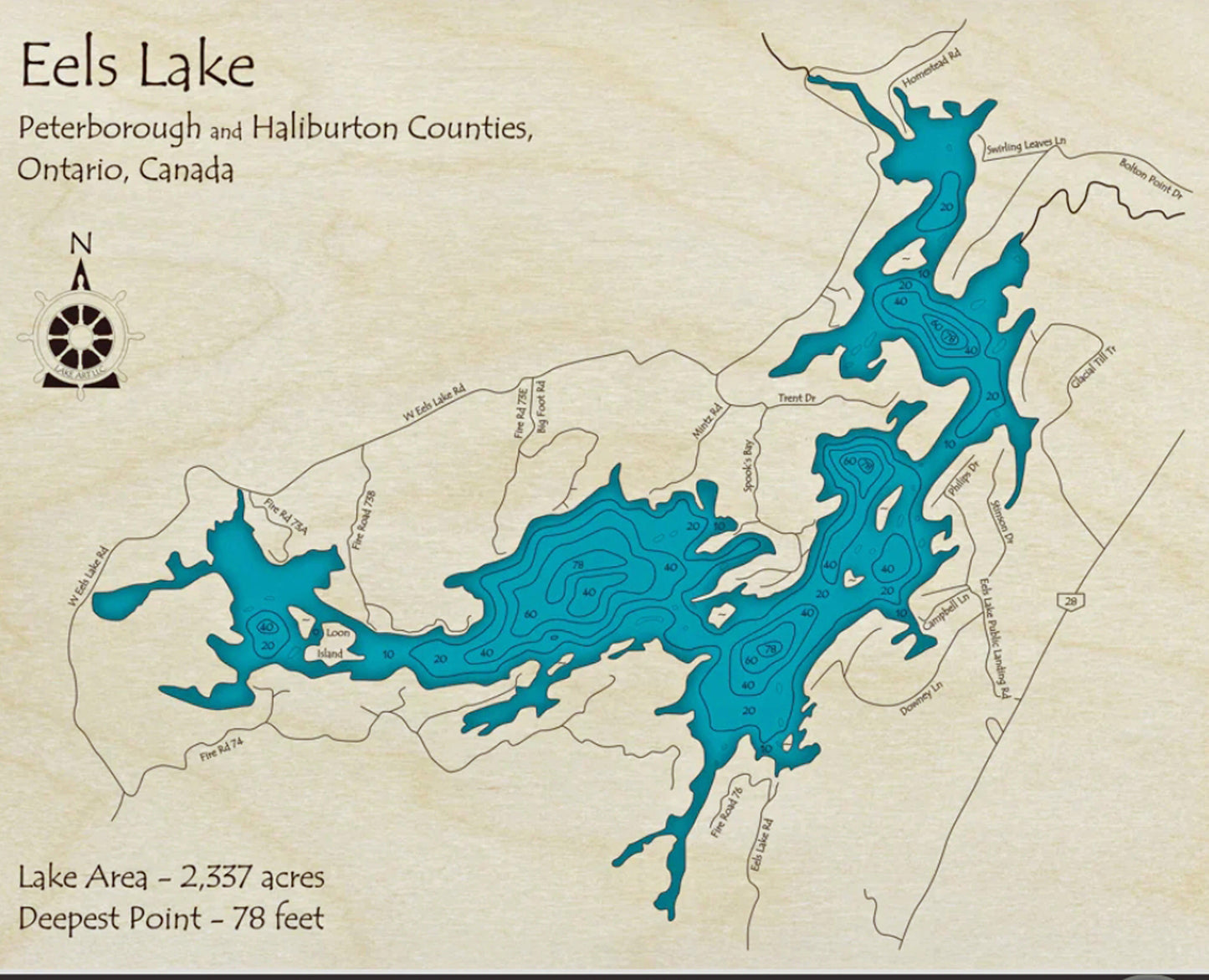 Eels Lake Map Print