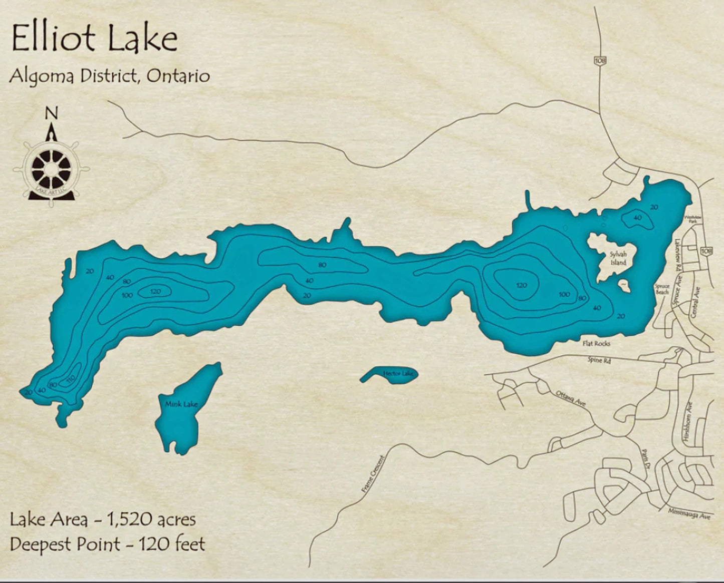 Elliot Lake Map Print