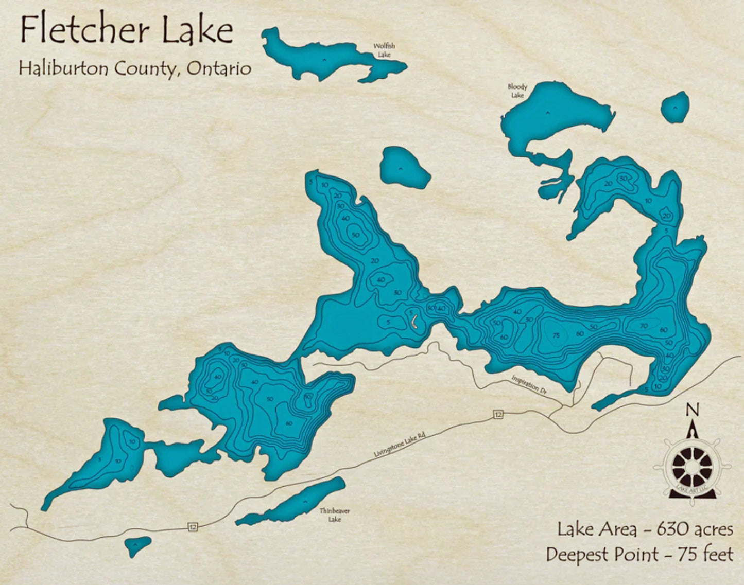 Fletcher Lake Map Print