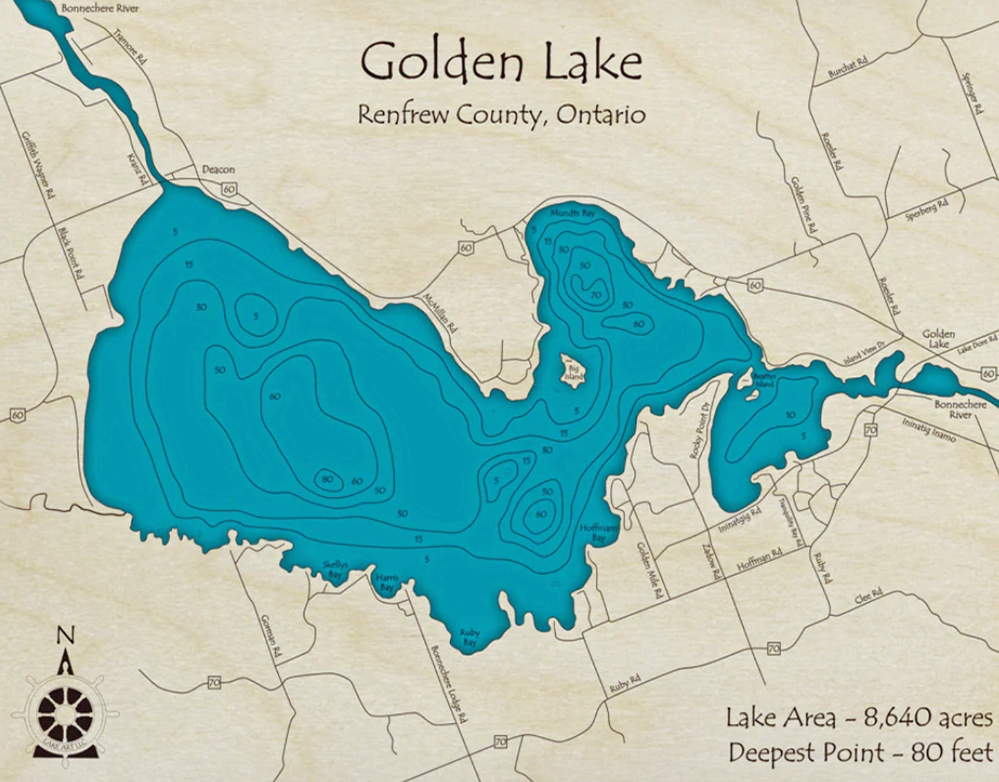 Golden Lake Map Print