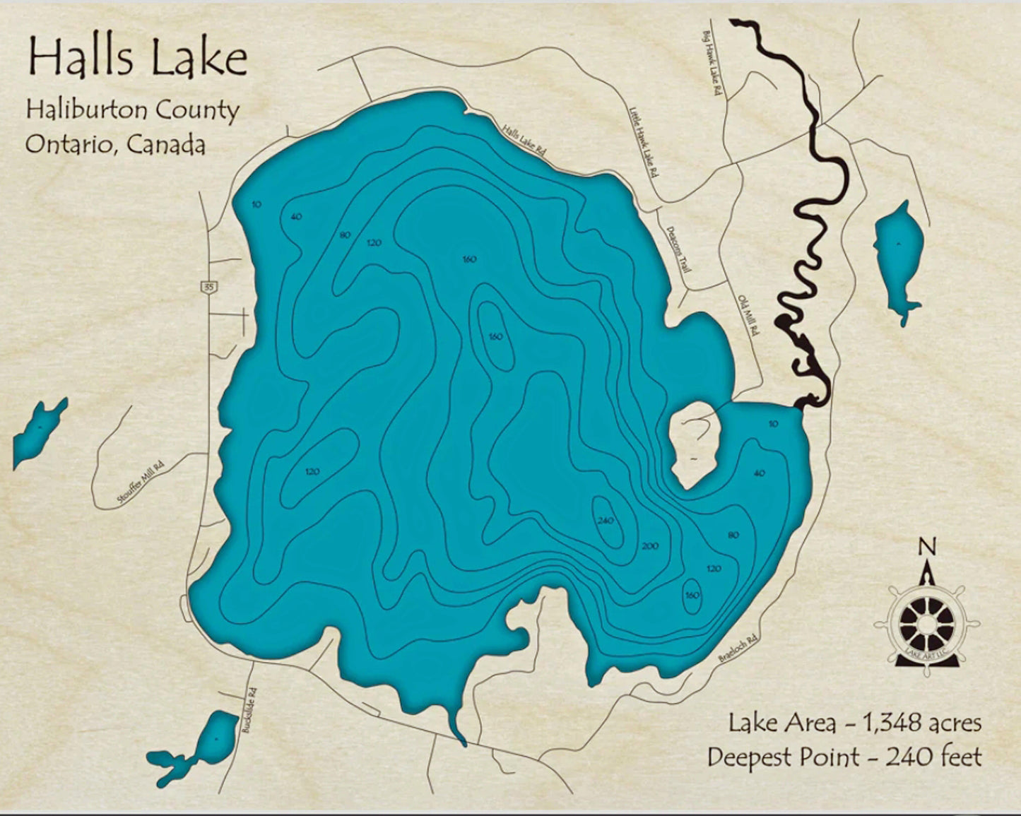 Halls Lake Map Print