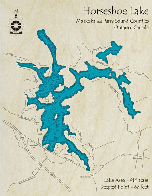 Horseshoe Lake Map Print