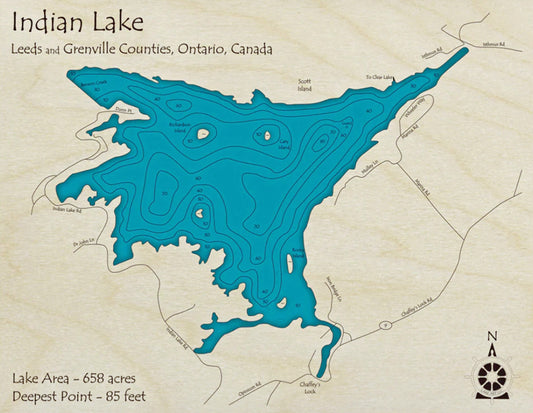 Indian Lake Map Print