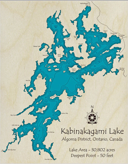 Kabinakagami Lake Map Print