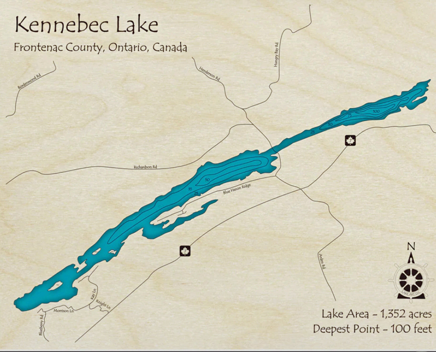 Kennebec Lake Map Print