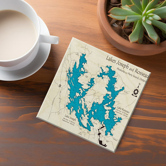 Lake Joseph & Lake Rosseau Map Coaster