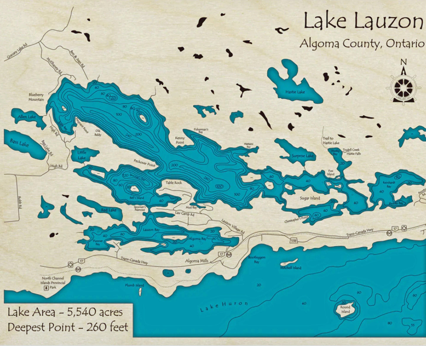 Lake Lauzon Map Print