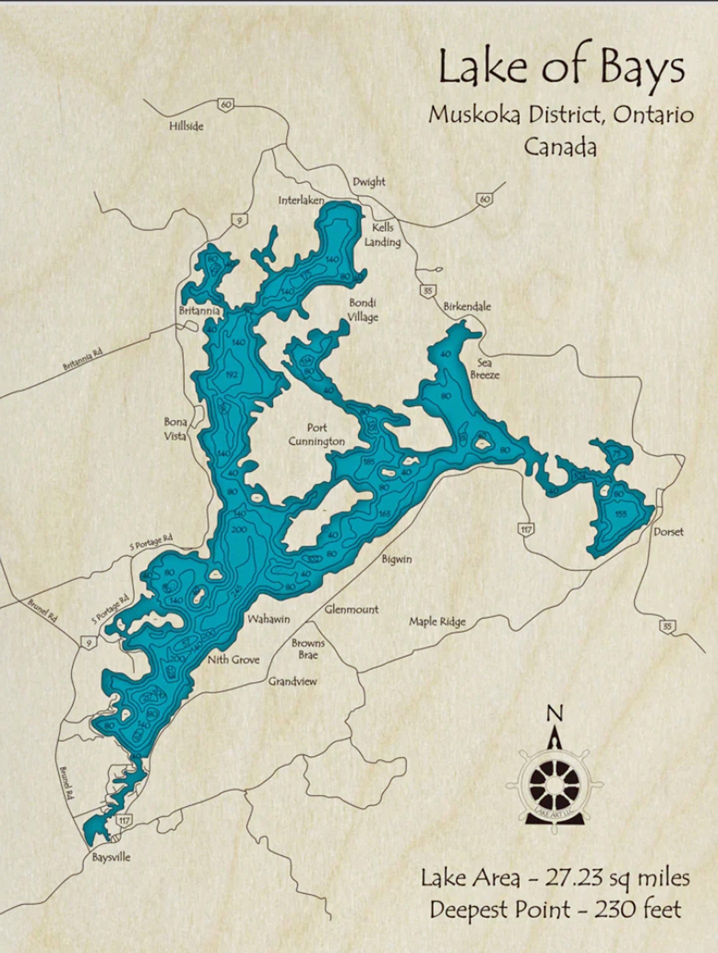 Lake Of Bays Map Print