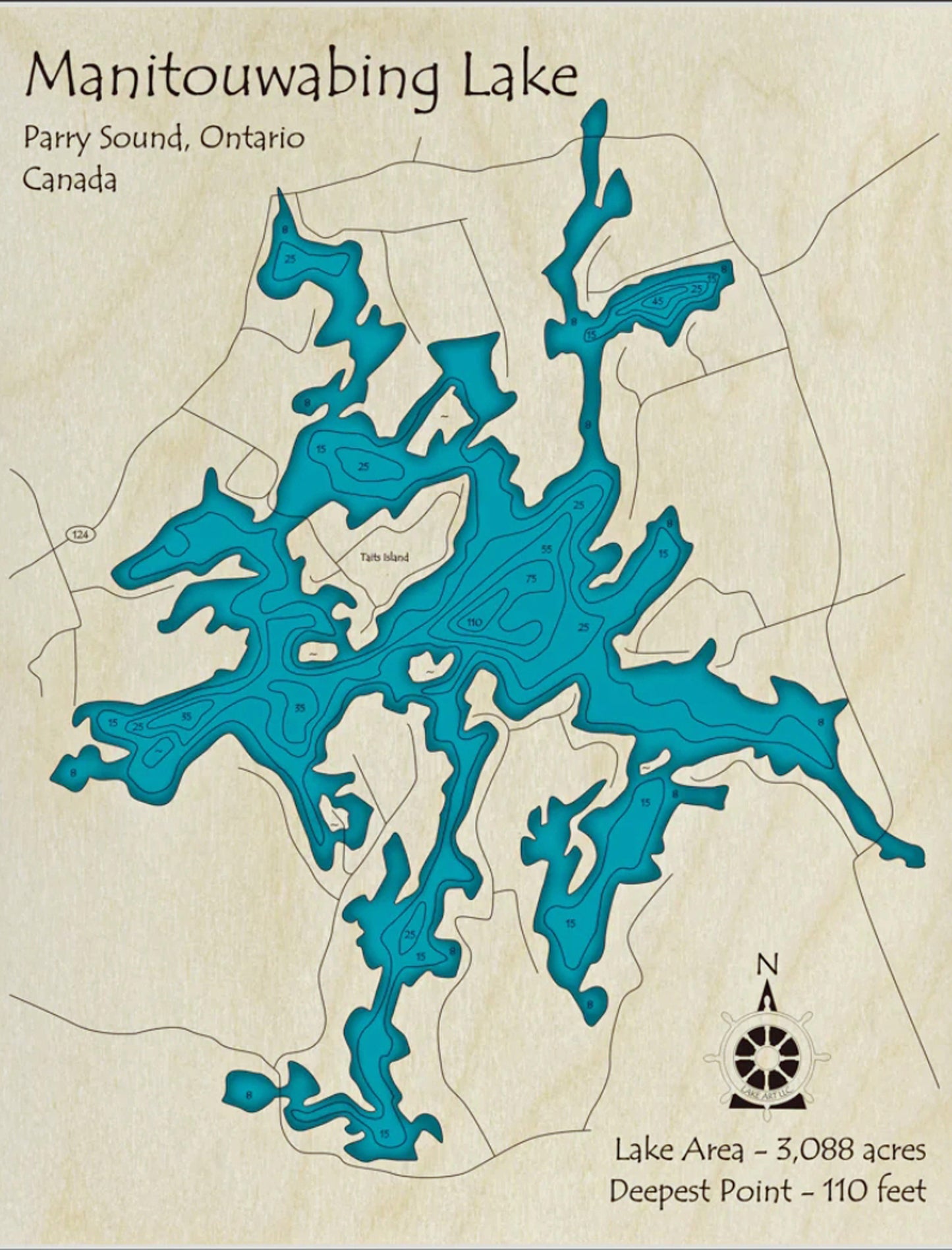 Manitouwabing Lake Map Print