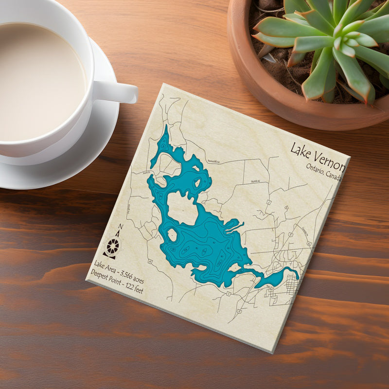 Lake Vernon Map Coaster