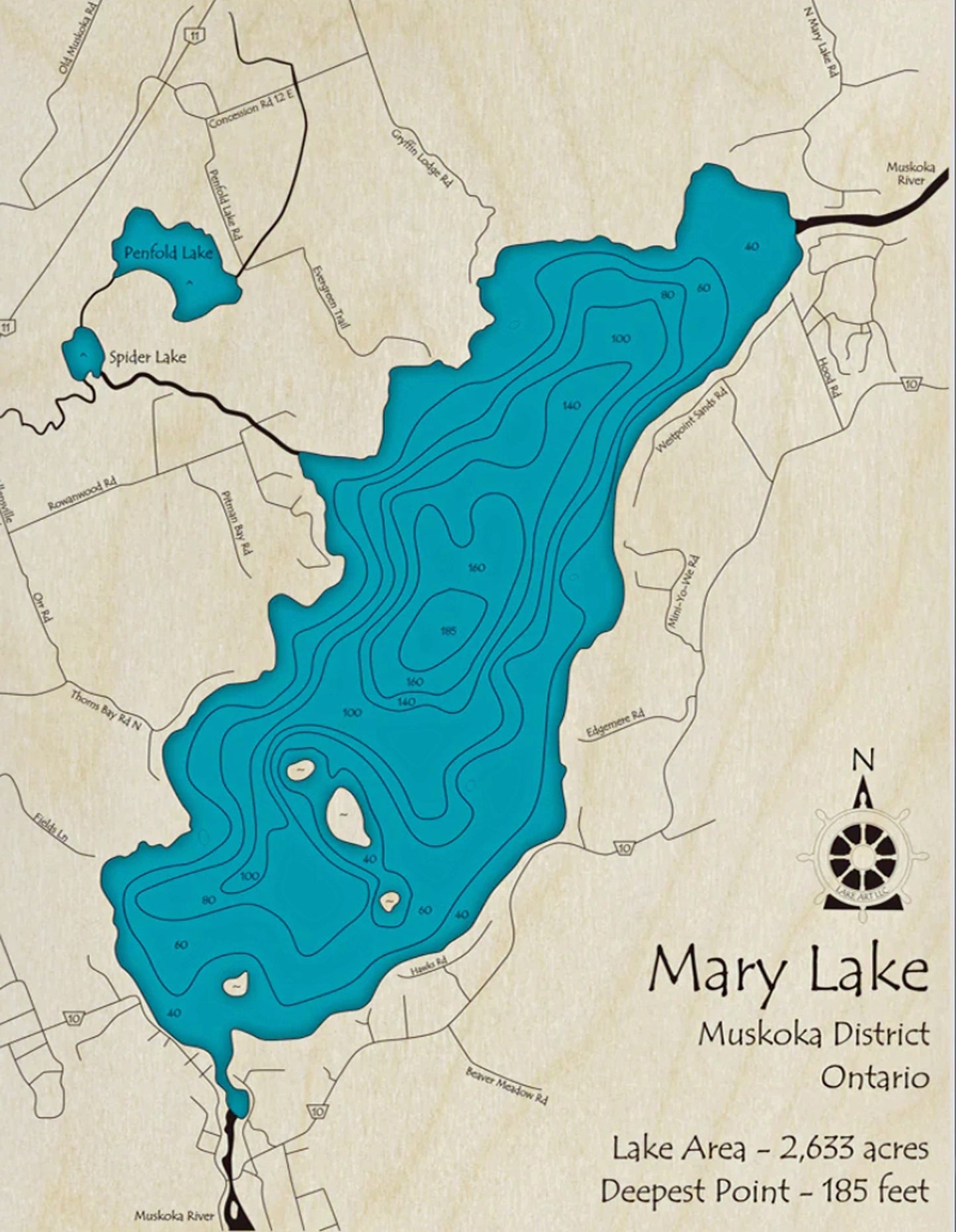 Mary Lake Map Print