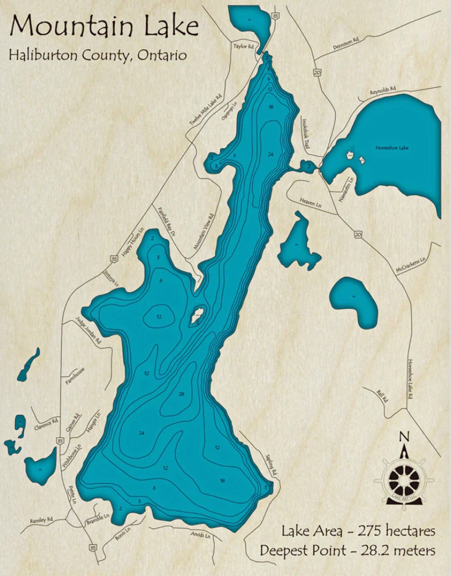 Mountain Lake Map Print