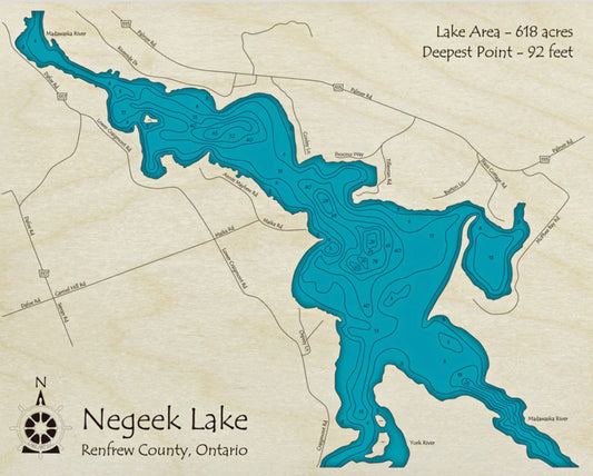 Negeek Lake Map Print