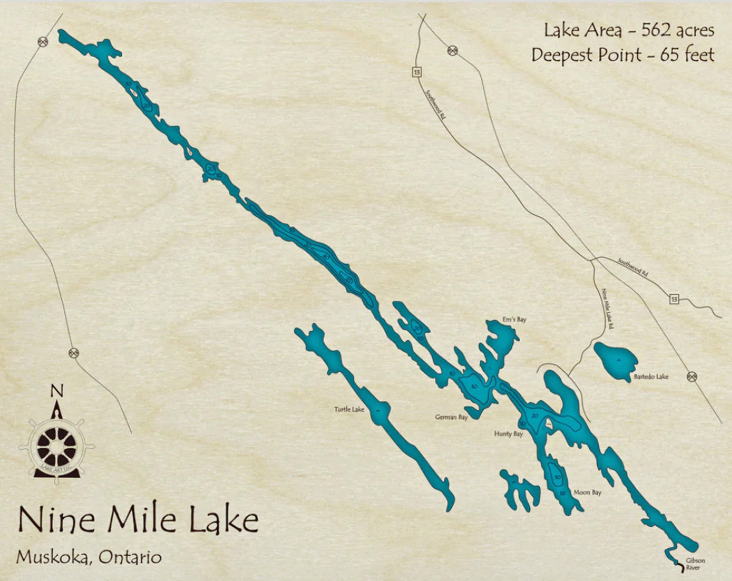 Nine Mile Lake Map Print