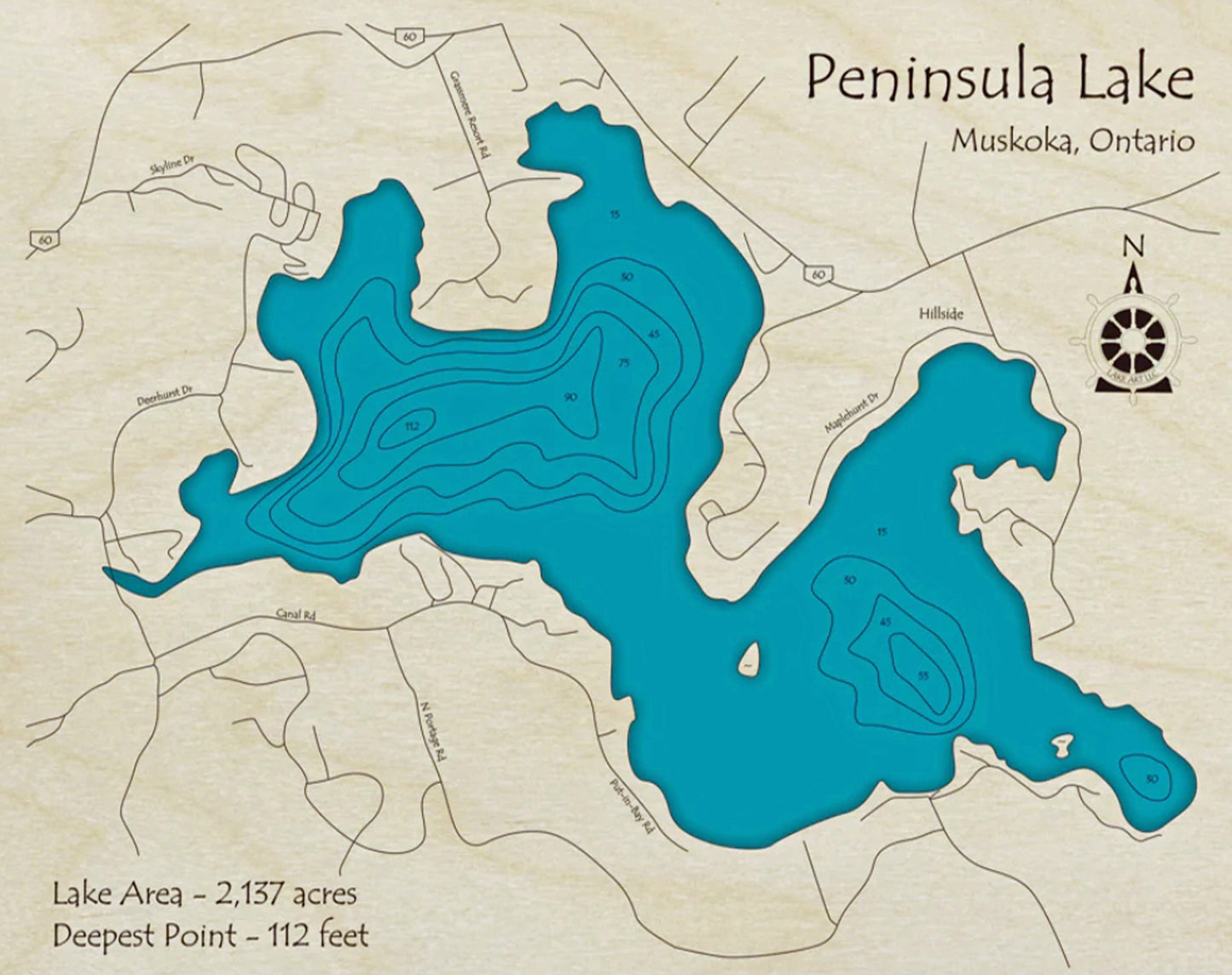 Peninsula Lake Map Print