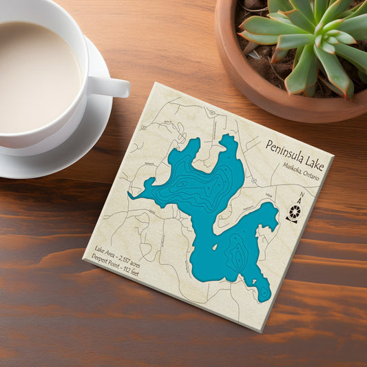 Peninsula Lake Map Coaster