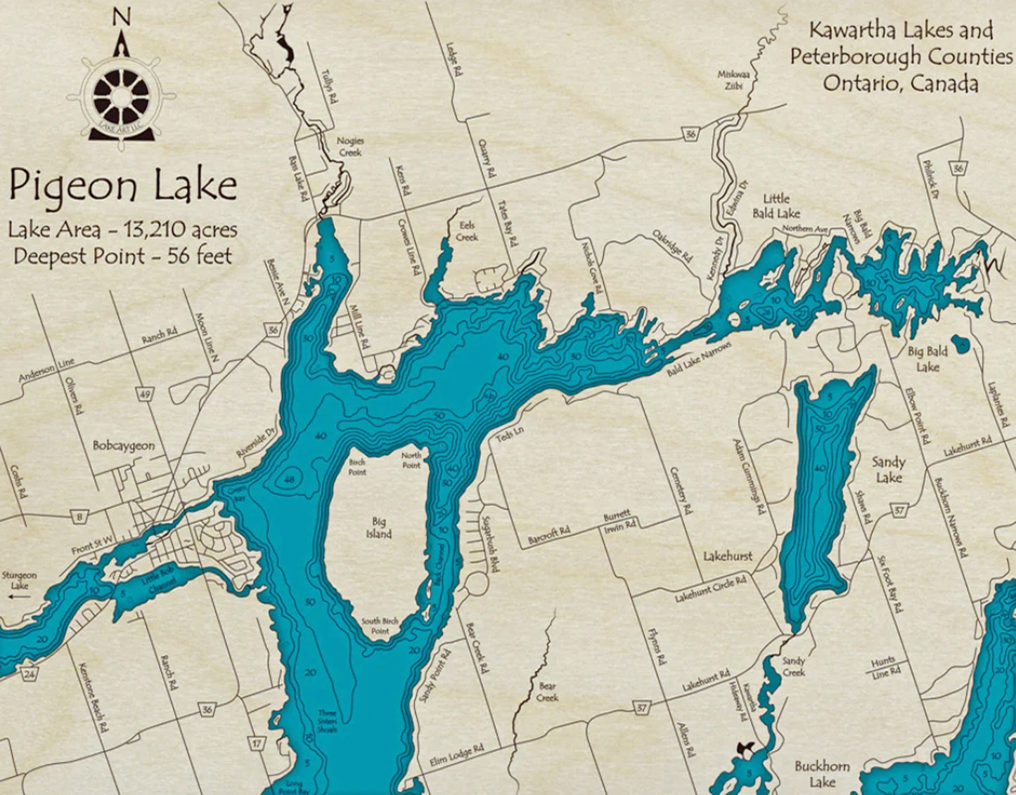 Pigeon Lake Map Print