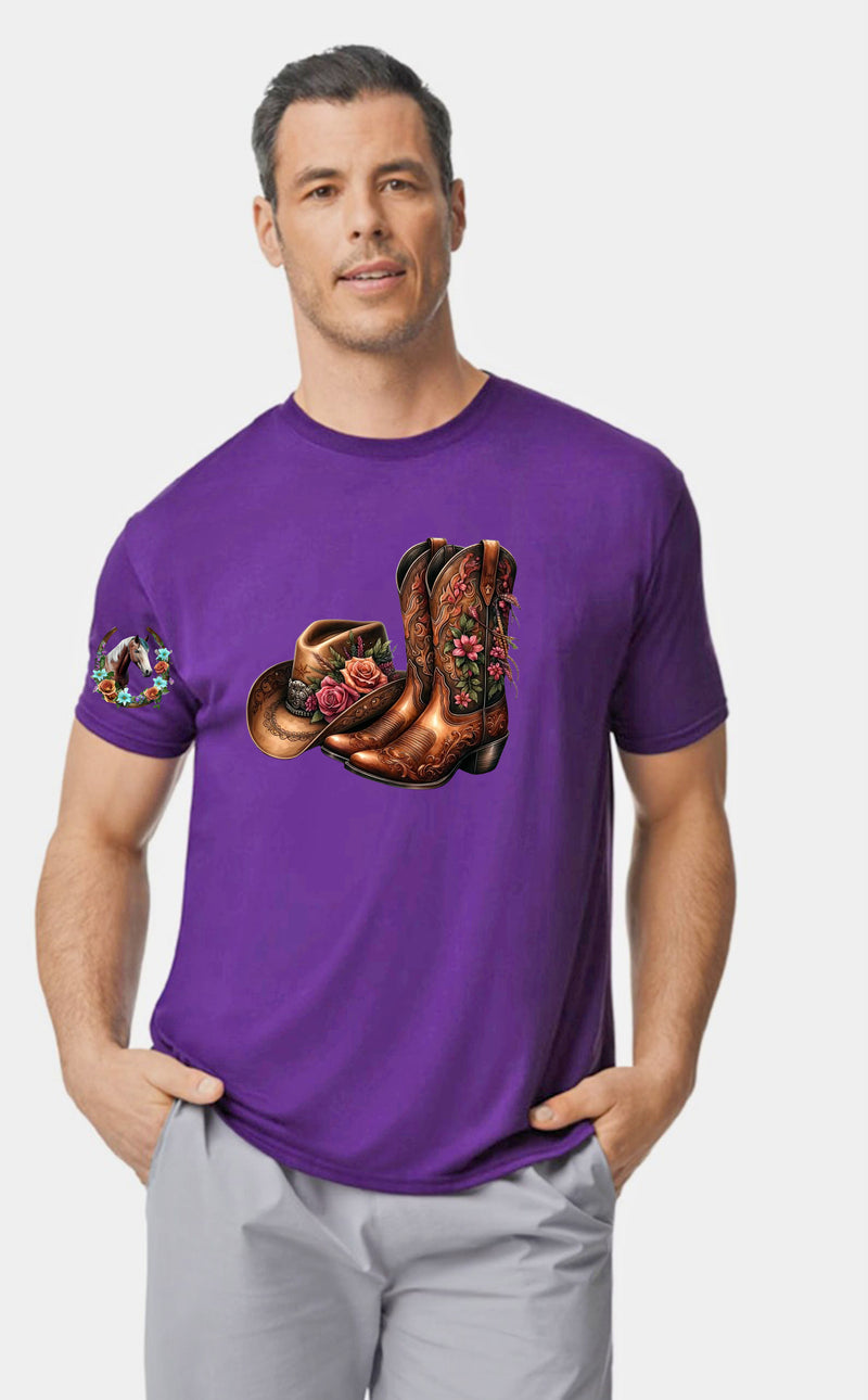 Unisex Cowboy Boots & Hat T Shirt