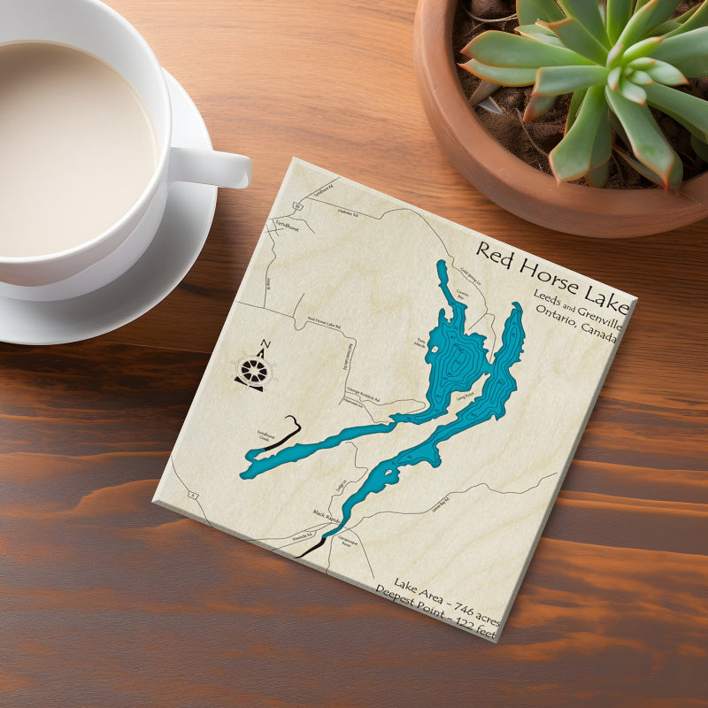 Red horse Lake Map Coaster