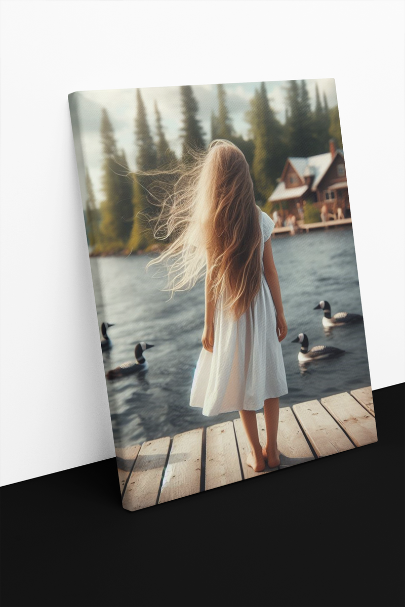 Reflections of a Girl at the Lake Canvas Print