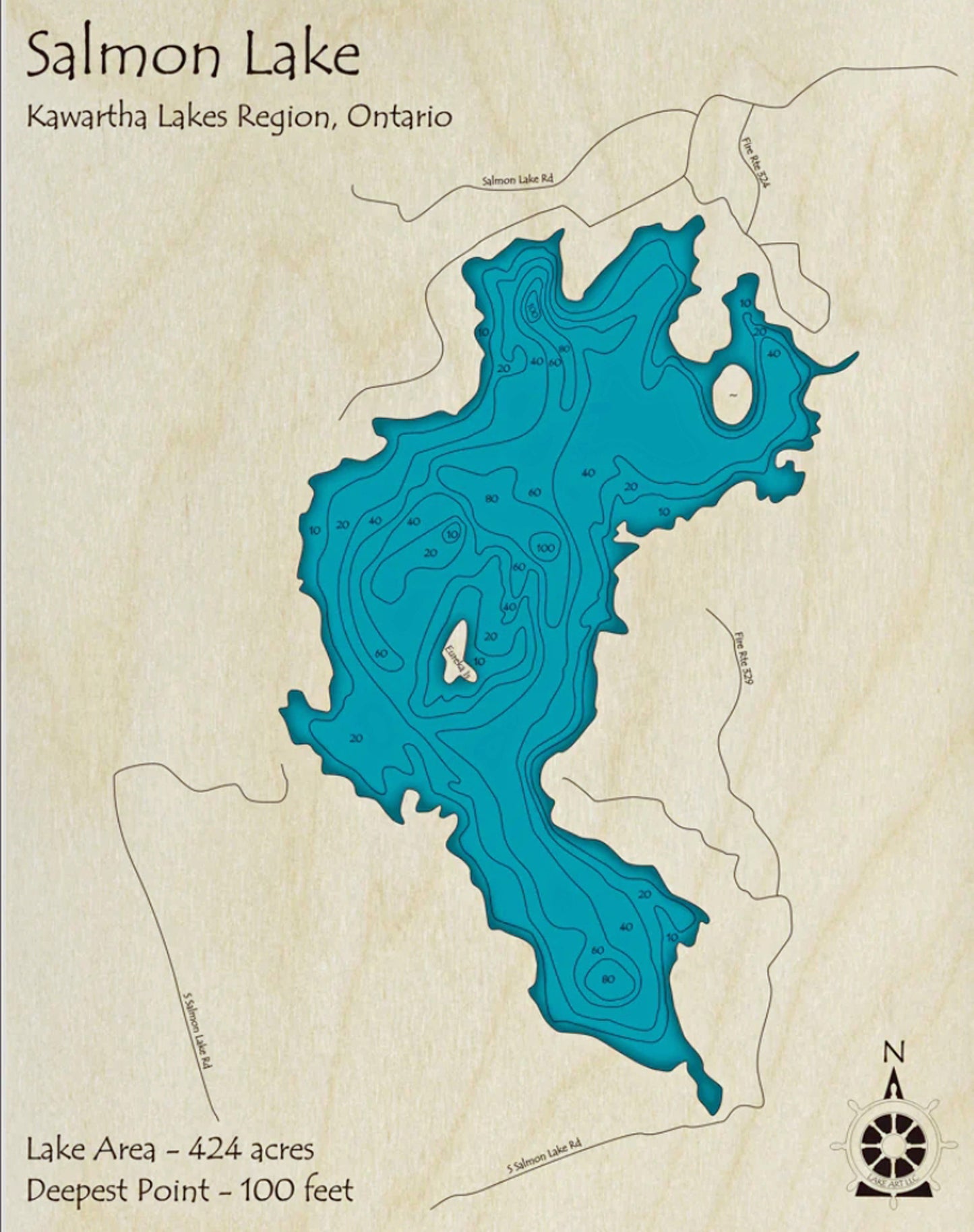 Salmon Lake Map Print