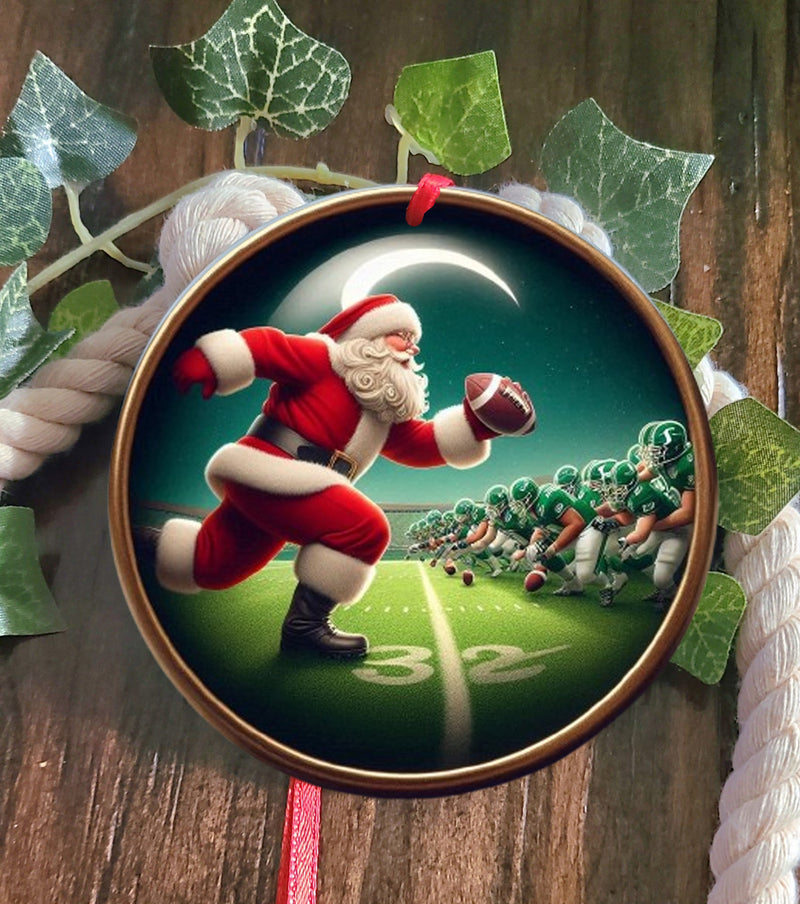 Santa & The Saskatchewan Roughriders Tree Ornament